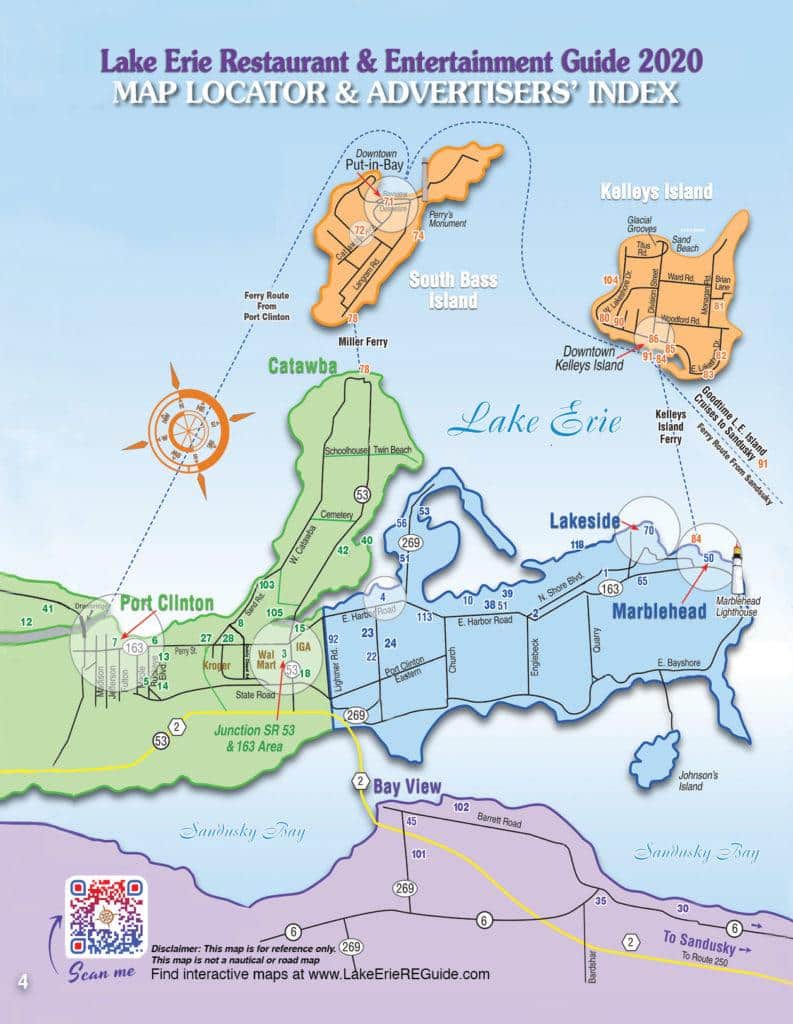 Map Of Area Lake Erie Restaurant And Entertainment Guide