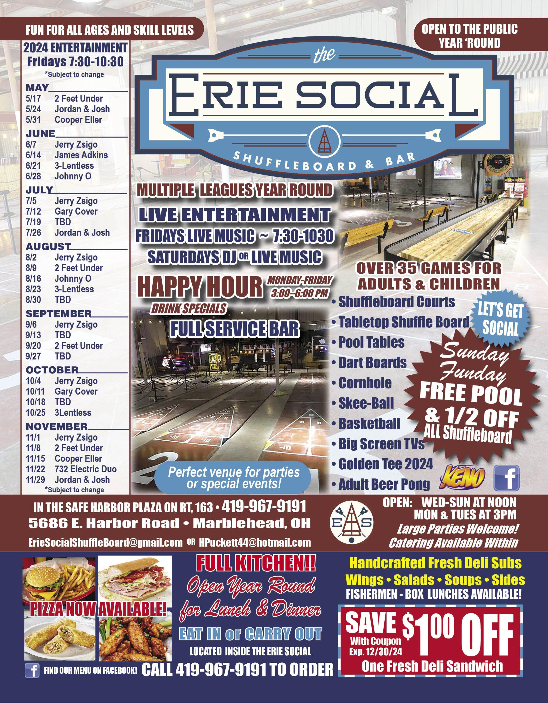 Erie Social Shuffleboard Club & Bar - Lake Erie Restaurant and  Entertainment Guide